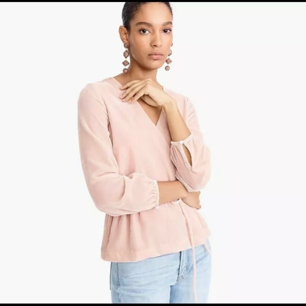 JCrew size 12 blush velvet peplum top